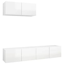 Foto van The living store tv-meubelset - hoogglans wit - 80 x 30 x 30 cm - spaanplaat