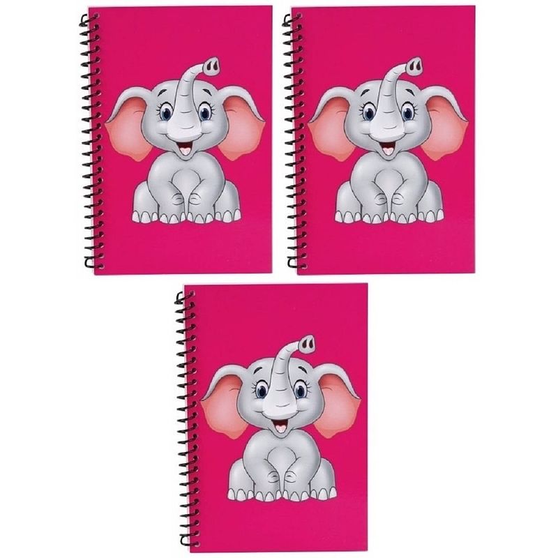 Foto van 3x stuks olifanten kinder/peuters schriften roze 18cm - notitieboek