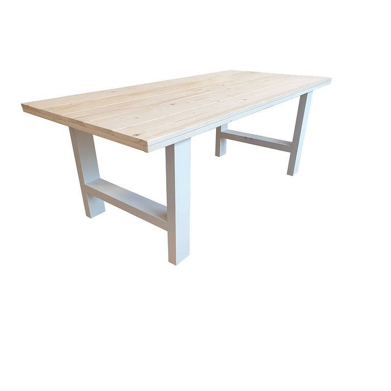 Foto van Wood4you - eettafel seattle blanco geschaafd vurenhout - wit - 190/90 cm - 190/90 cm - eettafels