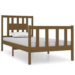 Foto van The living store bedframe - houten - grenenhout - 195.5 x 81 x 100 cm - honingbruin