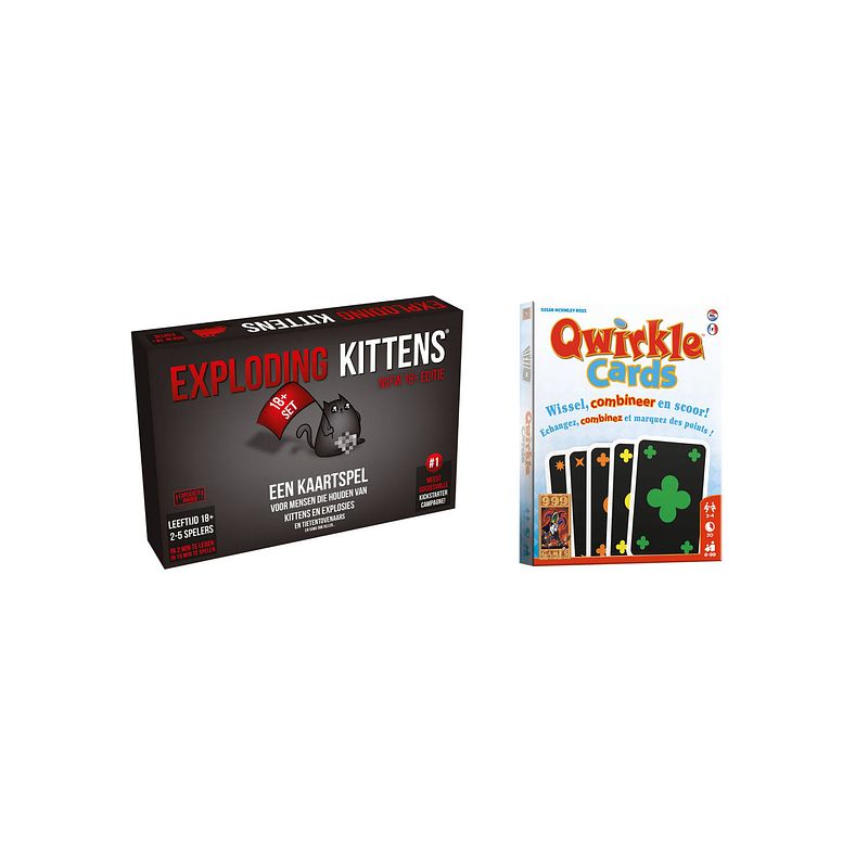 Foto van Spellenbundel - kaartspel - 2 stuks - exploding kittens nsfw (18+) & qwirkle