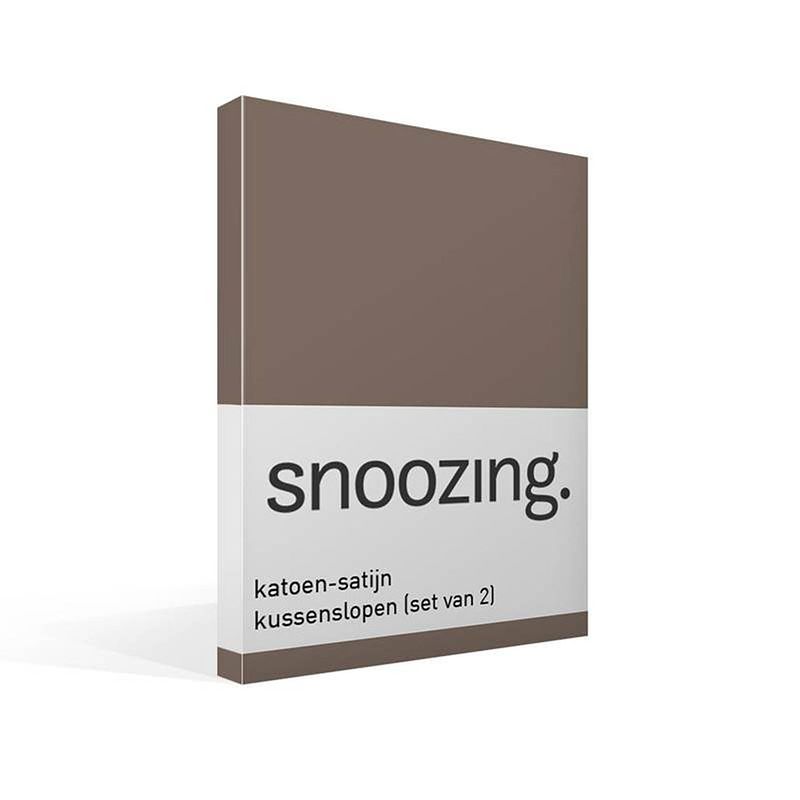 Foto van Snoozing - kussenslopen - set van 2 - katoen satijn - 40x60 - bruin