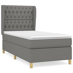 Foto van The living store boxspringbed - donkergrijs - 193 x 93 x 118/128 cm - pocketvering matras - middelharde ondersteuning -