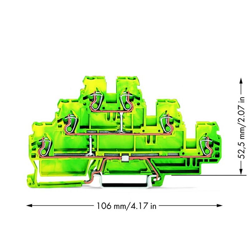 Foto van Wago 870-557 aardklem 3-etages 5 mm spanveer toewijzing: terre groen, geel 50 stuk(s)