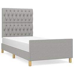 Foto van The living store bedframe - hoofdeind - (l)193 x (b)93 x (h)118/128 cm - lichtgrijs