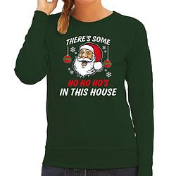 Foto van Foute humor kersttrui grappige kerstman kerst sweater groen voor dames xl - kerst truien