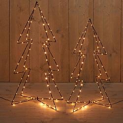 Foto van Led kerstbomen - 2x stuks - 3d - 72 en 91 cm - kerstverlichting - kerstverlichting figuur