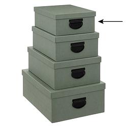 Foto van 5five opbergdoos/box - groen - l28 x b22 x h11 cm - stevig karton - industrialbox - opbergbox