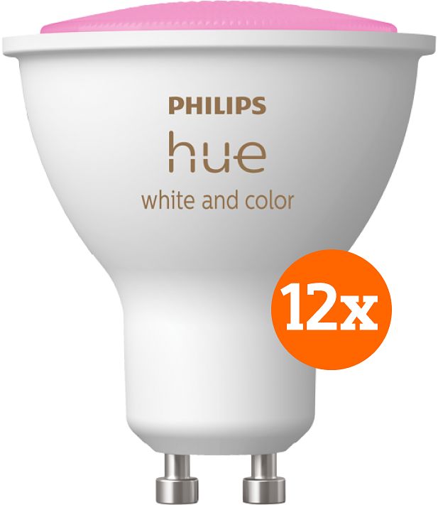 Foto van Philips hue white and color gu10 12-pack