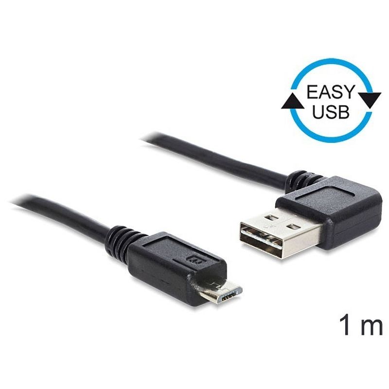 Foto van Delock usb-kabel usb 2.0 usb-a stekker, usb-micro-b stekker 2.00 m zwart vergulde steekcontacten, ul gecertificeerd 83383