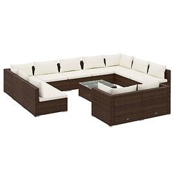 Foto van Vidaxl 12-delige loungeset met kussens poly rattan bruin