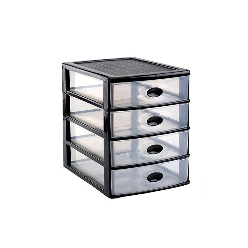 Foto van Ladeblok/bureau organizer met 4x lades zwart/transparant l35,5 x b27 x h35 cm - ladeblok