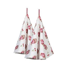 Foto van Haes deco - set van 2 theedoeken rond - ø 80 cm - 100% katoen - cherry cupcake