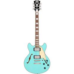 Foto van D'sangelico premier mini dc surf green semi-akoestische gitaar