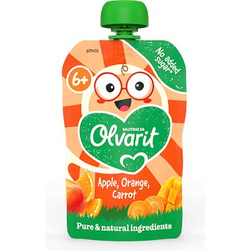 Foto van Olvarit 6+ maanden knijpfruit appel sinaasappel wortel 100g bij jumbo