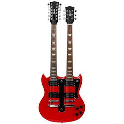 Foto van Fazley fsgd118rd double neck elektrische gitaar rood