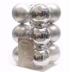 Foto van Christmas silver kerstboom decoratie kerstballen zilver 12 stuks - kerstbal