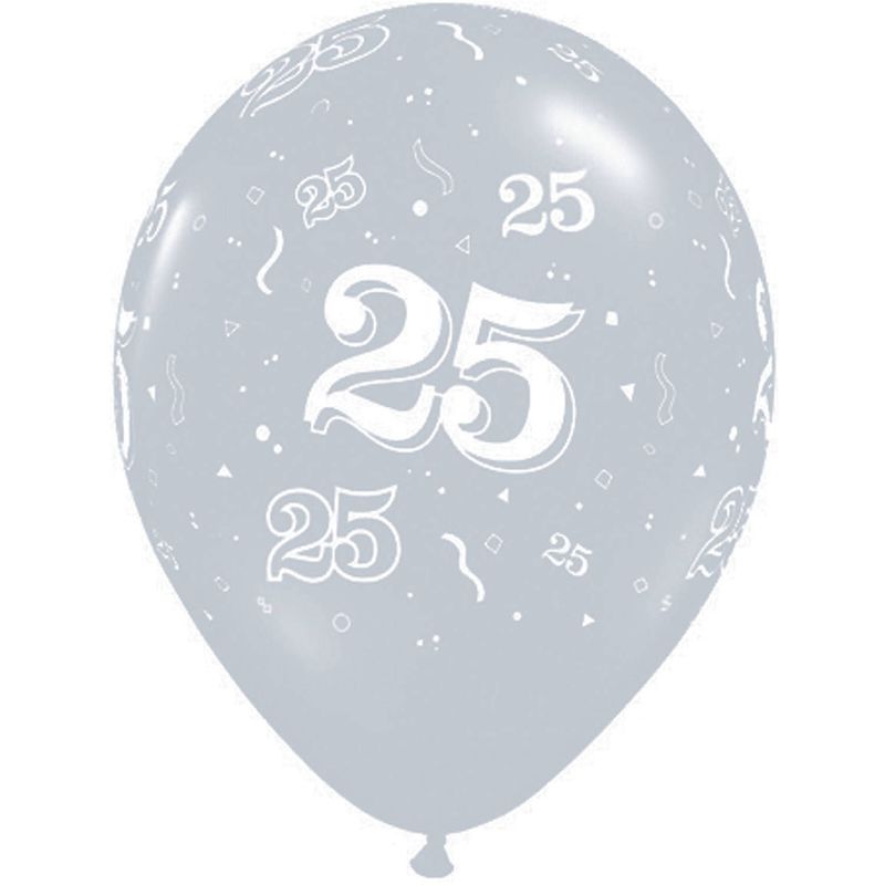 Foto van Folat ballonnen 25 jaar 28 cm latex zilver 25 stuks