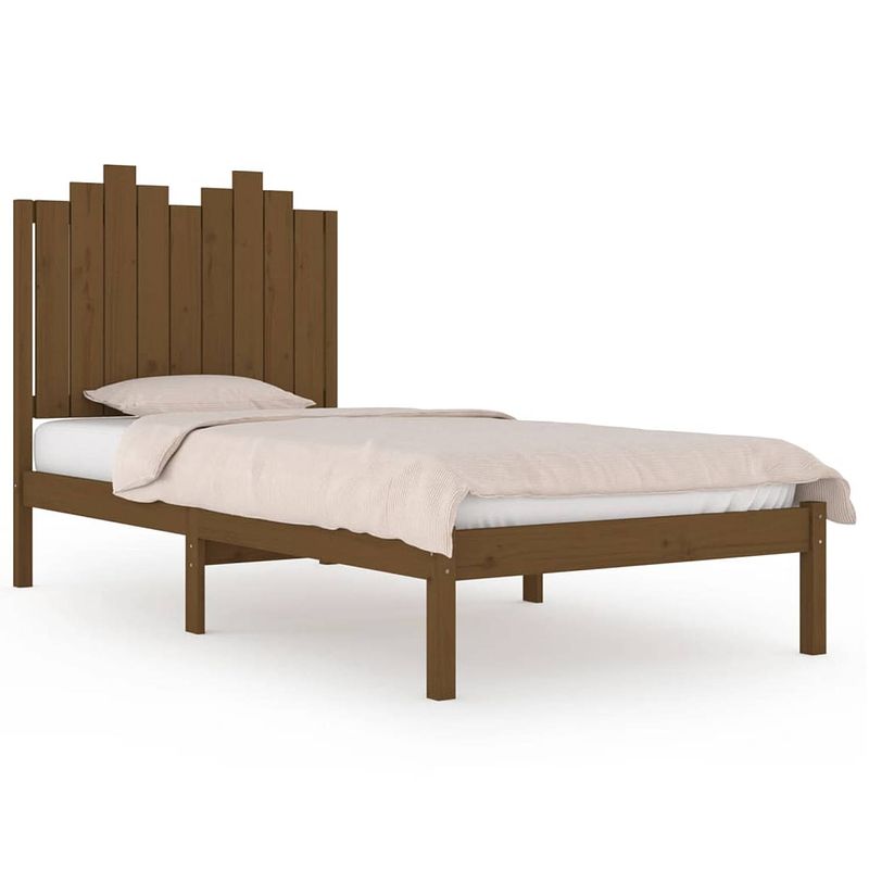 Foto van The living store houten bedframe - grenenhout - 100 x 200 cm - honingbruin