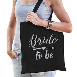 Foto van 1x vrijgezellenfeest bride to be tasje zwart/zilver goodiebag dames - feest boodschappentassen