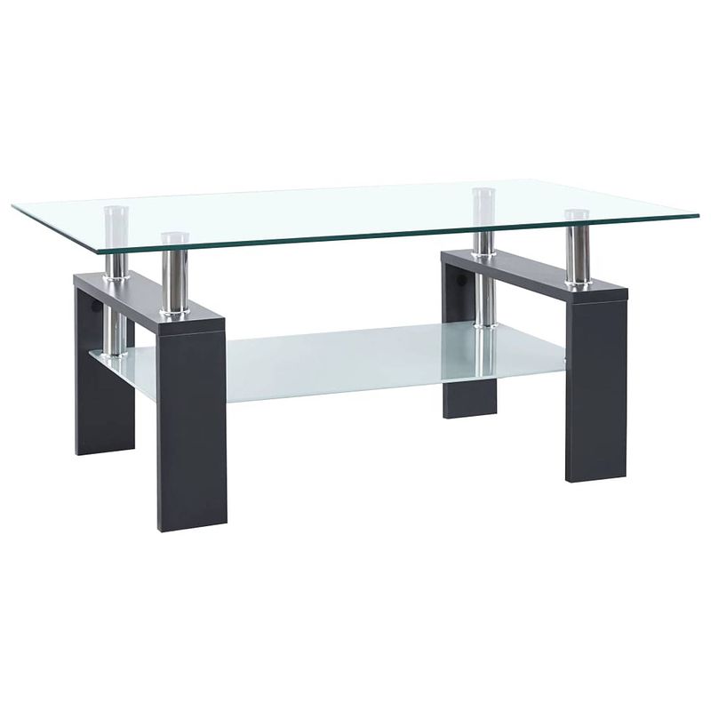 Foto van Vidaxl salontafel 95x55x40 cm gehard glas transparant en grijs