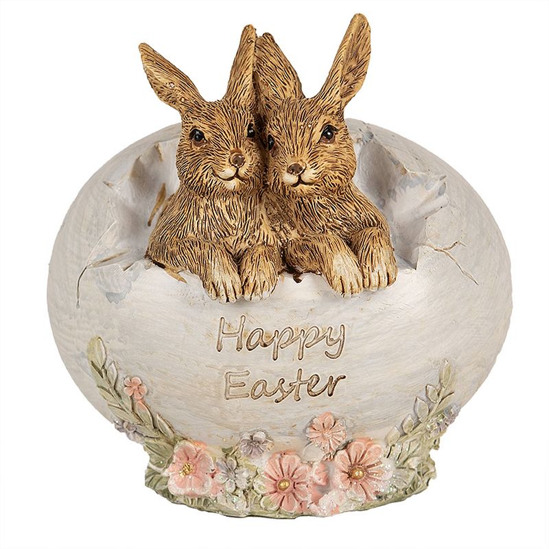 Foto van Clayre & eef beeld konijn 11 cm bruin polyresin happy easter bruin