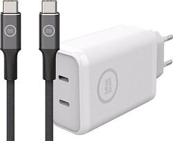 Foto van Bluebuilt power delivery oplader 45w wit + usb c kabel nylon zwart 3m