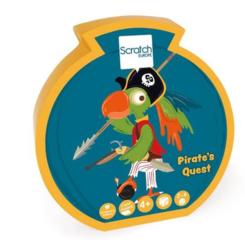 Foto van Scratch kaartspel pirate junior 12,5 x 12 cm karton blauw/geel