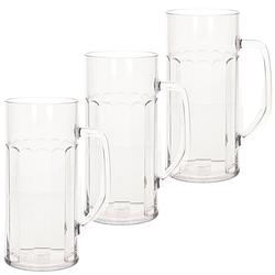 Foto van 6x stuks onbreekbare bierpul ribbel transparant kunststof 56 cl/560 ml - bierglazen