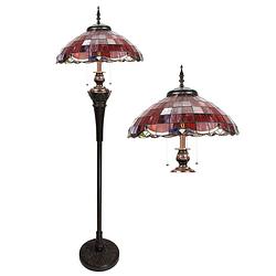 Foto van Haes deco - tiffany vloerlamp rood ø 51x166 cm e27/max 3x60w