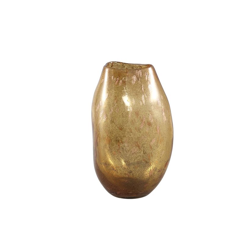 Foto van Ptmd menis yellow glass vase crooked shape round s