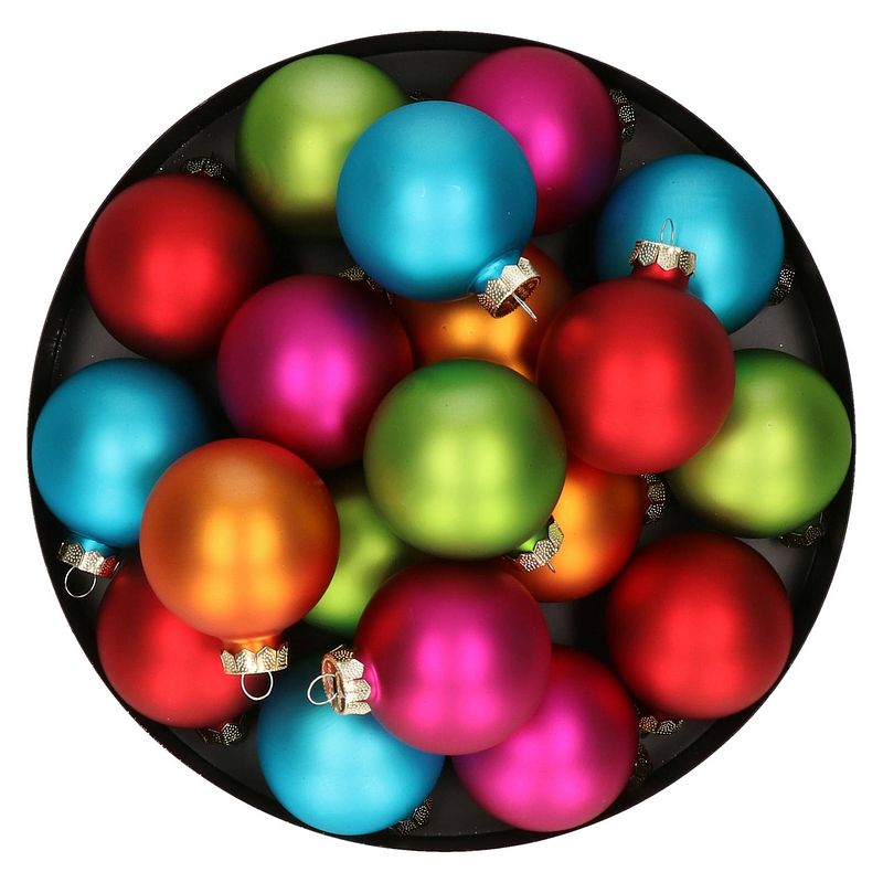 Foto van Kerstballen van glas - 13x - gekleurd- 6 cm -milieubewust verpakt - kerstbal