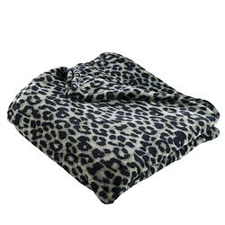 Foto van Super zachte en grote luipaard fleece plaid - 125x150 cm - kaki