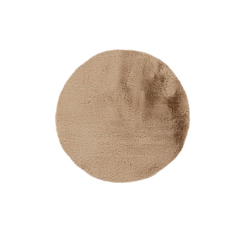 Foto van Kayoom - hoogpolig badkamer tapijt - wasbaar - beige - rond - 100cm - antislip - douchemat - badmat - wc mat
