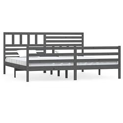 Foto van Vidaxl bedframe massief hout grijs 200x200 cm