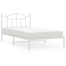 Foto van Vidaxl bedframe met hoofdbord metaal wit 100x200 cm