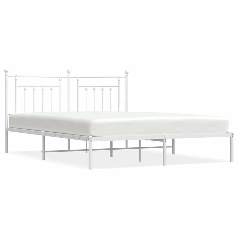 Foto van Vidaxl bedframe met hoofdbord metaal wit 183x213 cm