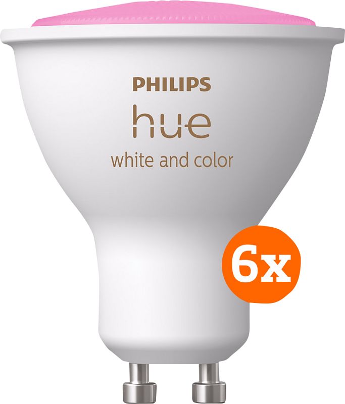 Foto van Philips hue white and color gu10 6-pack