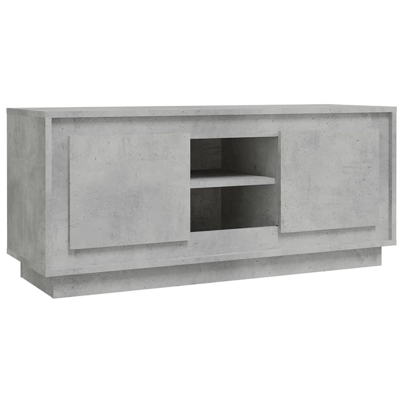 Foto van The living store tv meubel - betongrijs - 102 x 35 x 45 cm - duurzaam materiaal - voldoende opbergruimte en praktische