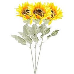 Foto van 3x gele zonnebloem kunstbloemen 82 cm - kunstbloemen