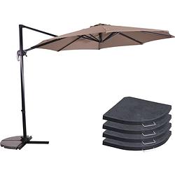 Foto van Zweefparasol libra taupe ø300 cm - inclusief 4 parasoltegels