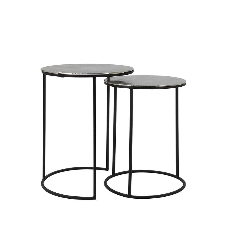 Foto van Side table s/2 35x48+40x53,5 cm thizas raw nickl-matt blck