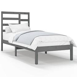 Foto van The living store bedframe - grenenhout - 205.5 x 106 x 104 cm - grijs