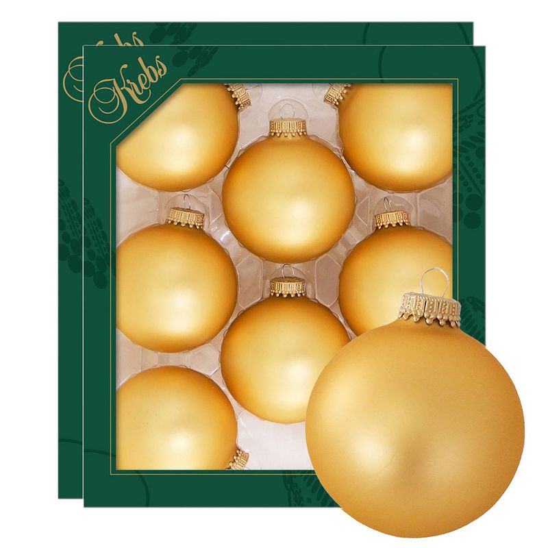 Foto van Krebs kerstballen - 16x stuks - honing goud - glas - 7 cm - mat - kerstbal