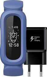 Foto van Fitbit ace 3 blauw + samsung adaptive fast charging oplader 15w zwart