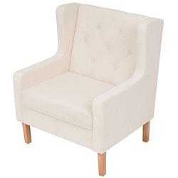 Foto van The living store fauteuil crèmewit 76x68x90 cm - polyester bekleding houten frame