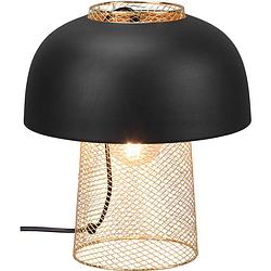 Foto van Led tafellamp - tafelverlichting - trion palmo - e27 fitting - rond - mat zwart - aluminium