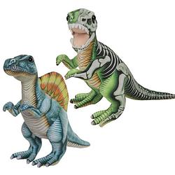 Foto van Speelgoed set van 2x pluche dino knuffels t-rex en stegosaurus van 30 cm - knuffeldier