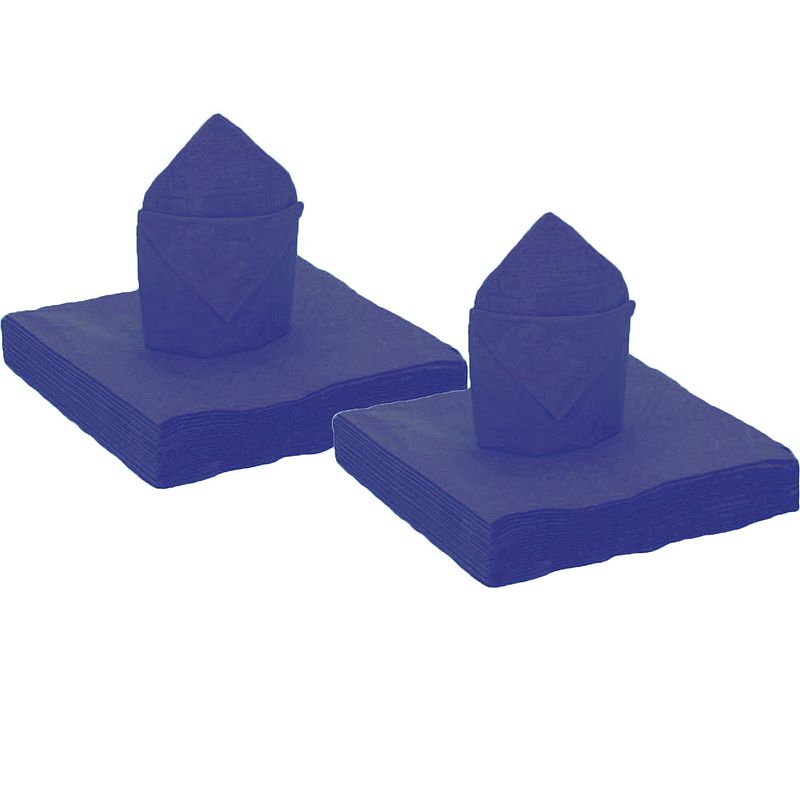 Foto van 100x stuks feest servetten kobalt blauw - 40 x 40 cm - papier - feestservetten