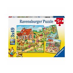 Foto van Ravensburger kinderpuzzel landelijke vakantie - 3 x 49 stukjes